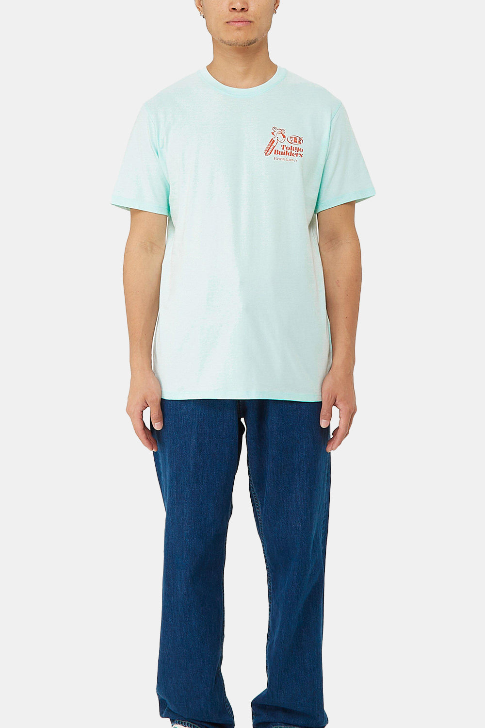 Edwin Tokyo Builders T-Shirt (Bleached Aqua)