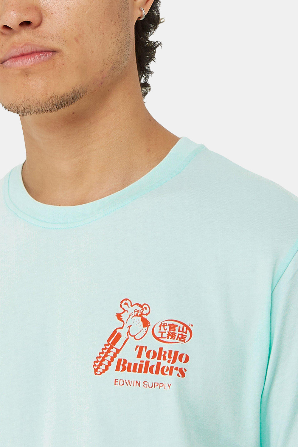 Edwin Tokyo Builders T-Shirt (Bleached Aqua)