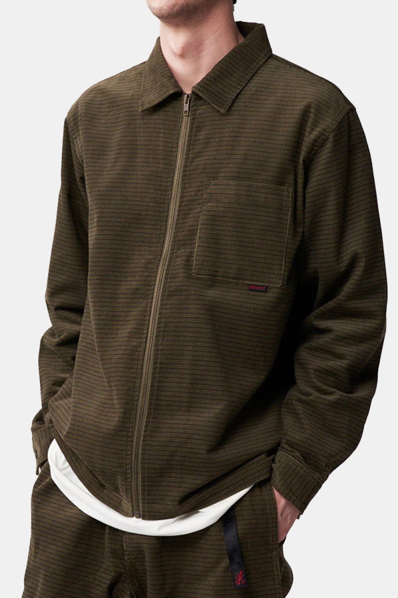 Gramicci Grid Cord Zip Shirt (Olive) | Shirts