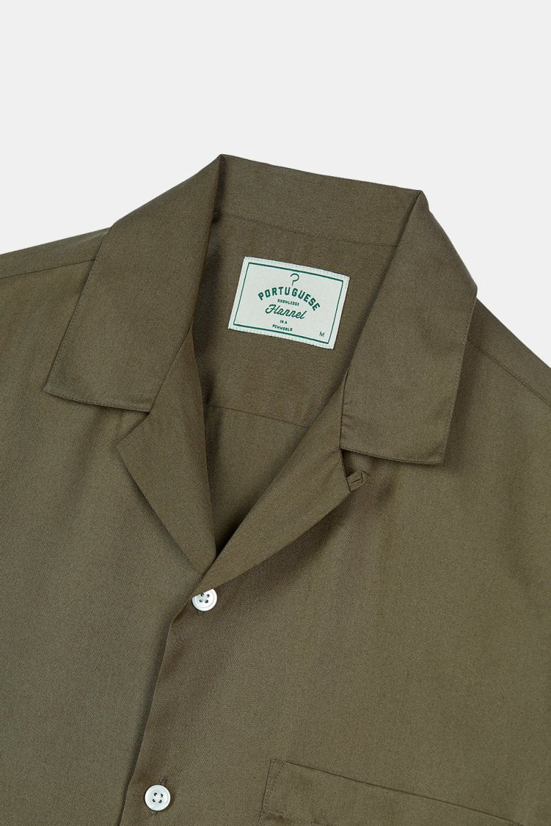 Portuguese Flannel Camp Collar Shirt (Dry Green) | Shirts
