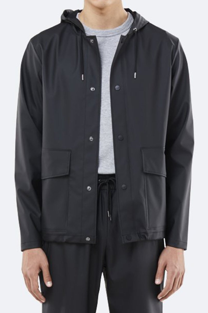 Rains Short Hooded Coat (Black) | Jackets