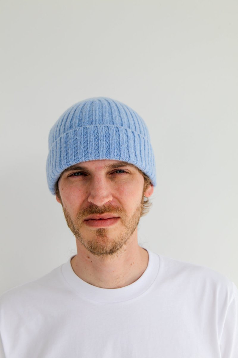 Super-Soft Lambswool Fisherman Beanie - Glacier Blue | Hats