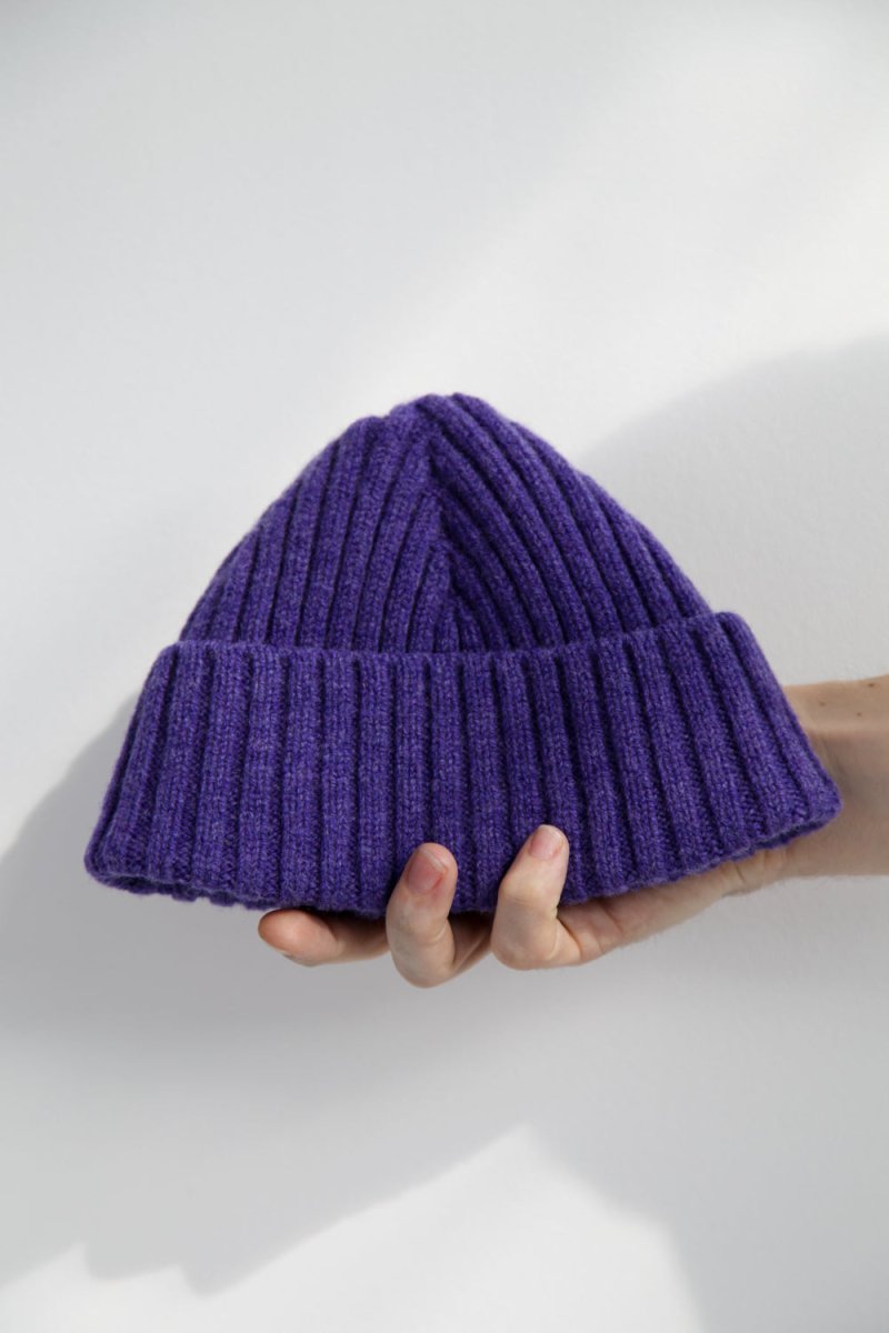 Super-Soft Lambswool Fisherman Beanie - Heliotrope Purple | Hats