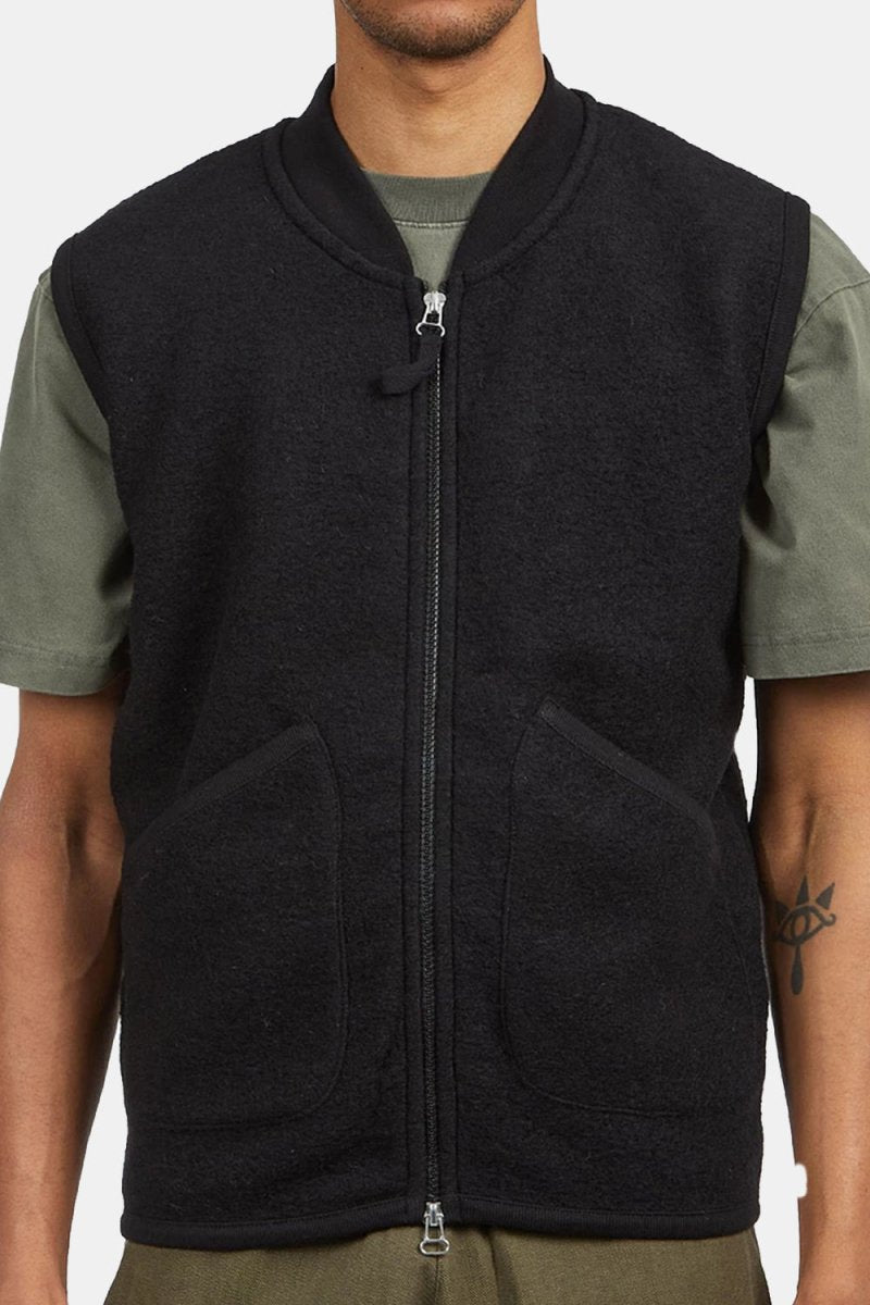 Universal Works Zip Waistcoat (Black) | Vests