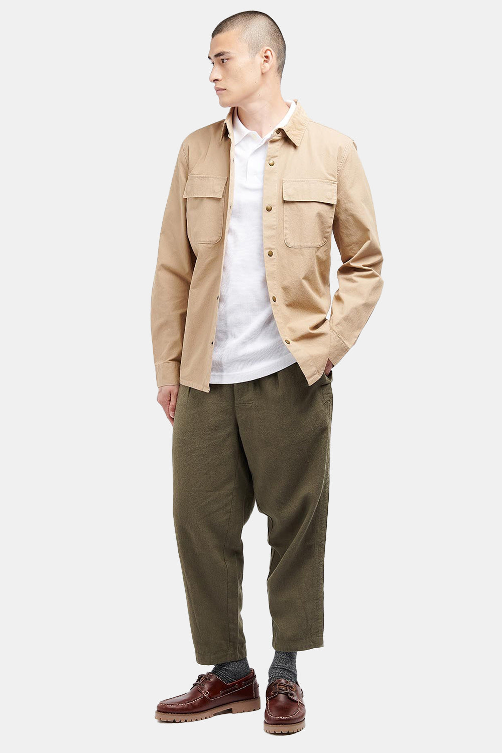 Barbour White Label Nico Heavy Washed Overshirt (Sand) | Number Six