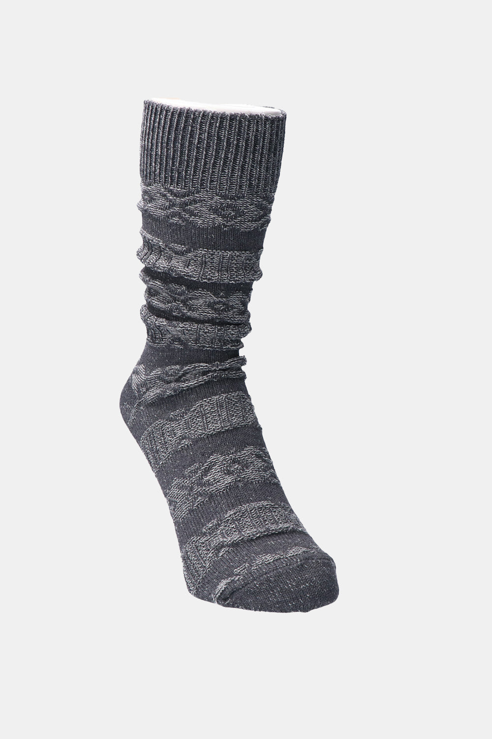Kinari Recycled Cotton Links Pattern Crew Socks (Grey)