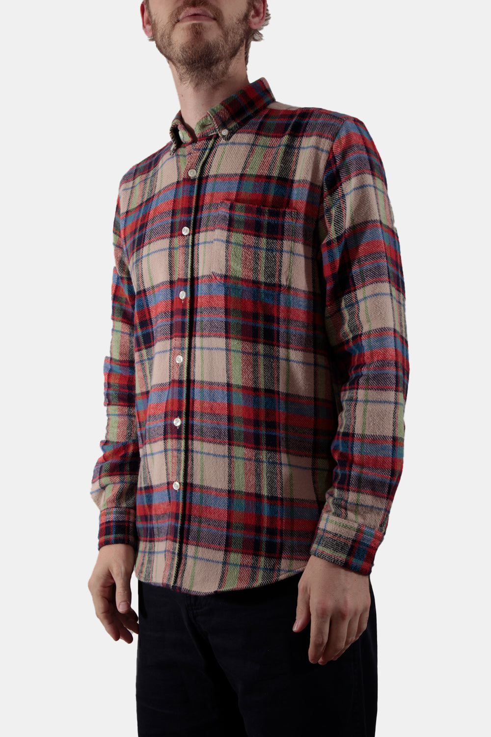 Portuguese Flannel Crush ESP Check Shirt (Red / Ecru) | Number Six