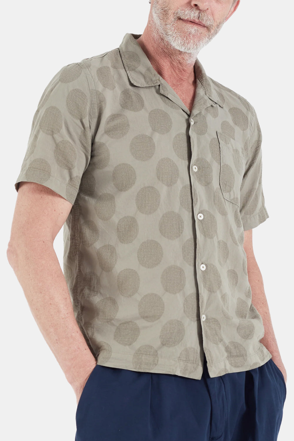 Universal Works Dot Cotton Road Shirt (Light Olive) | Number Six